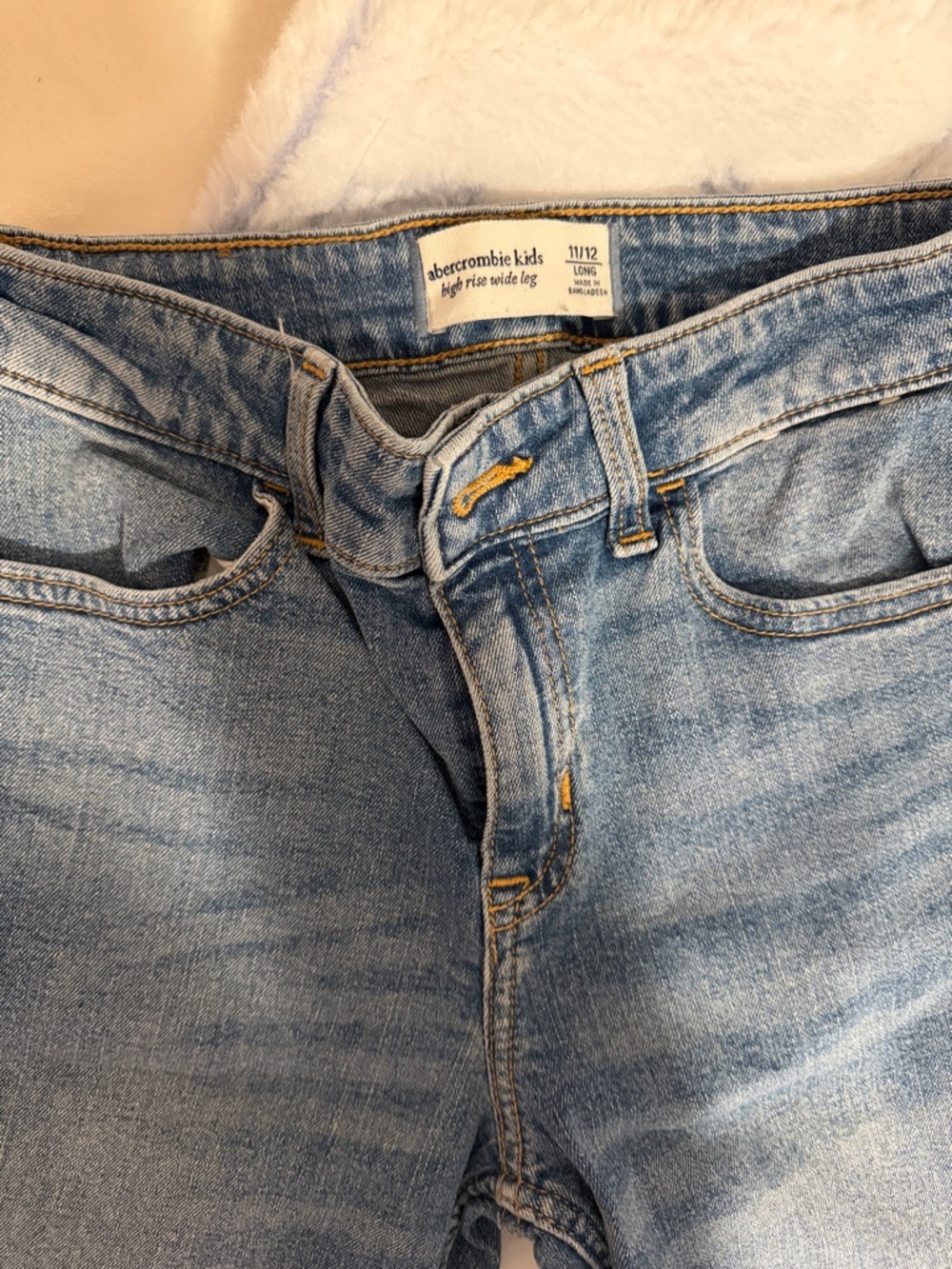 abercrombie kids light blue high-rise wide leg jeans